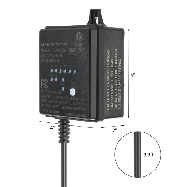 DEWENWILS 60W Outdoor Low Voltage Transformer With Timer And Photocell